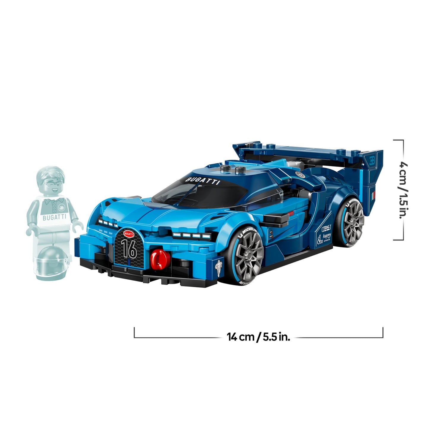 Speed Champions Bugatti Vision GT Race Car Building Set with Driver Minifigure – Model 77253