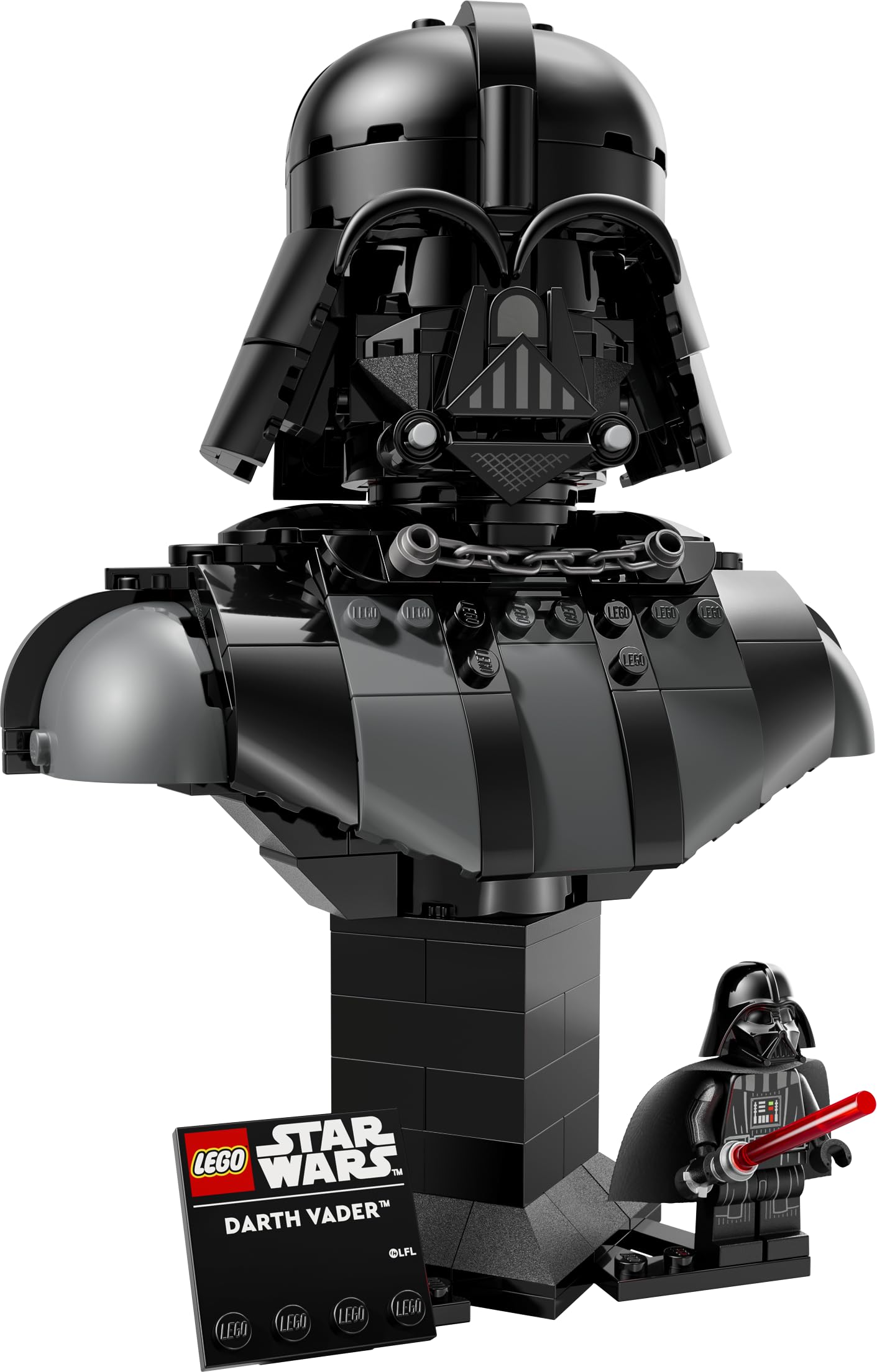 Darth Vader Bust Display Building Set with Collectible Sith Figure & Red Lightsaber for Adults – Model 75439
