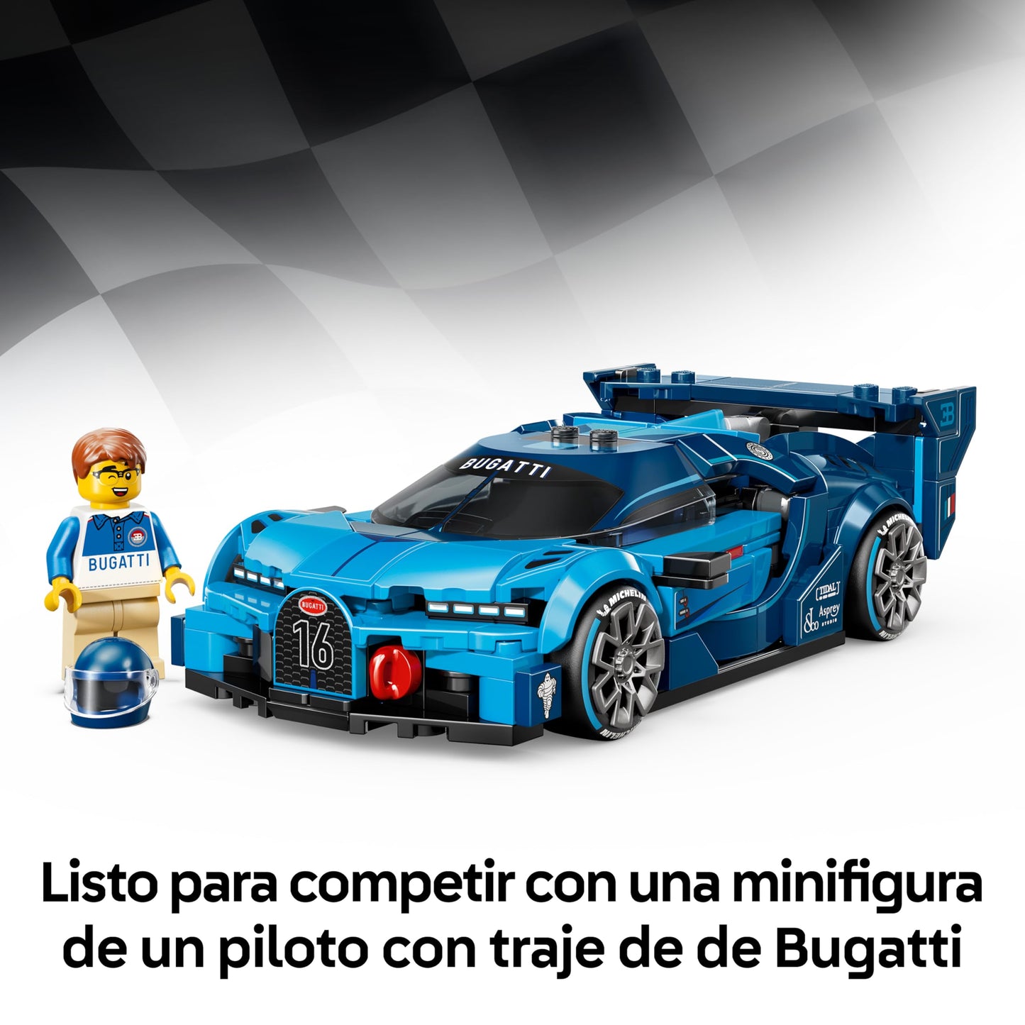 Speed Champions Bugatti Vision GT Race Car Building Set with Driver Minifigure – Model 77253