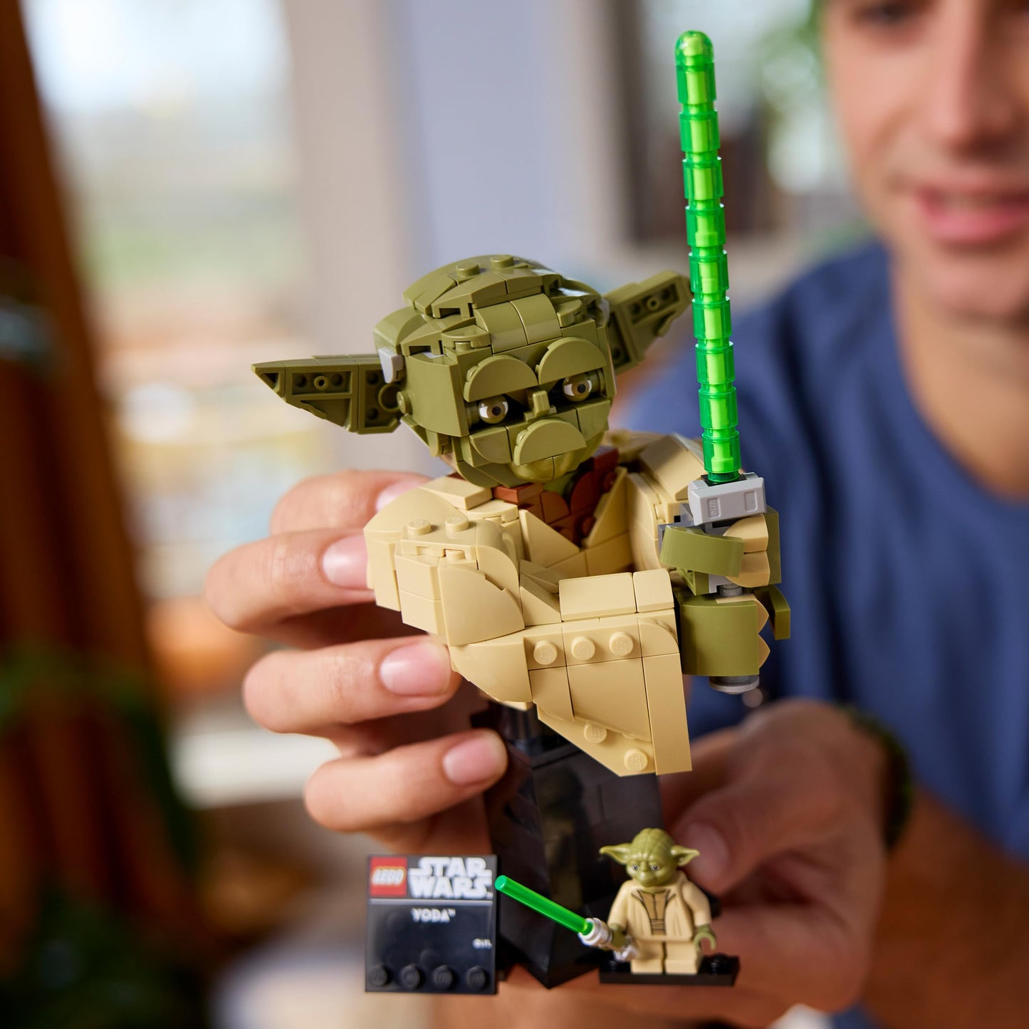 Yoda Bust Display Building Set with Lightsaber & Collectible Jedi Figure for Adults – Model 75438