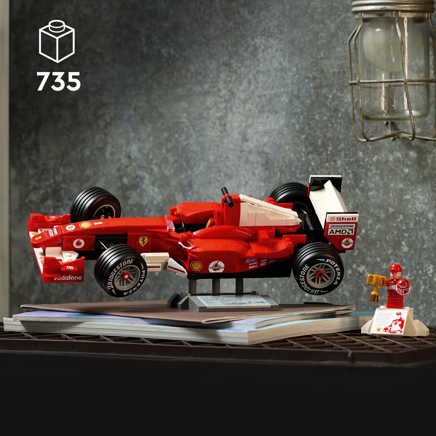 Icons Ferrari F2004 Formula 1 Race Car Building Set with Michael Schumacher Figure – Collectible Model 11375