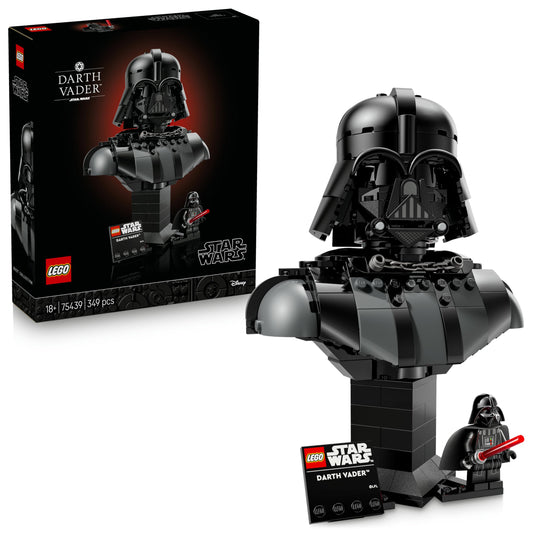 Darth Vader Bust Display Building Set with Collectible Sith Figure & Red Lightsaber for Adults – Model 75439