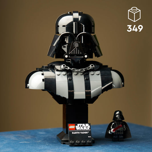Darth Vader Bust Display Building Set with Collectible Sith Figure & Red Lightsaber for Adults – Model 75439
