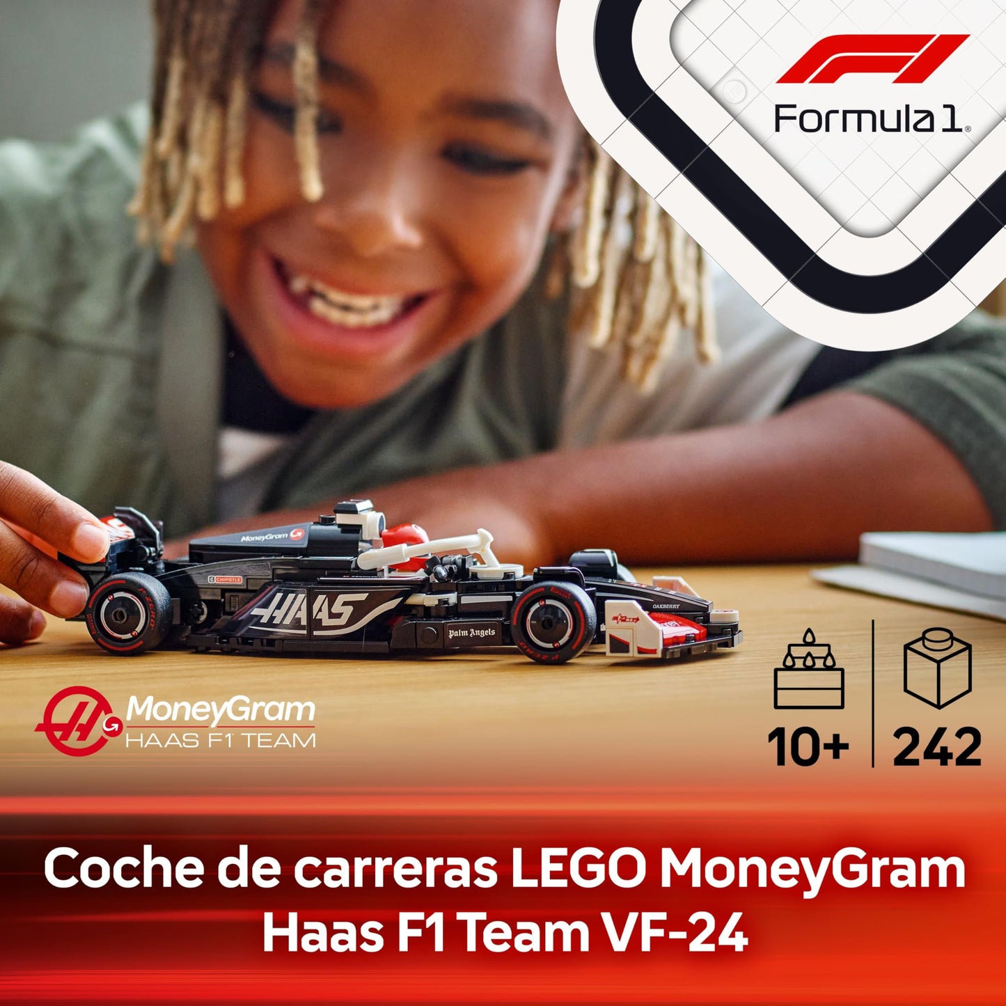 MoneyGram Haas F1 Team VF-24 Formula Racing Car Building Set with Driver Figure – Model 77250