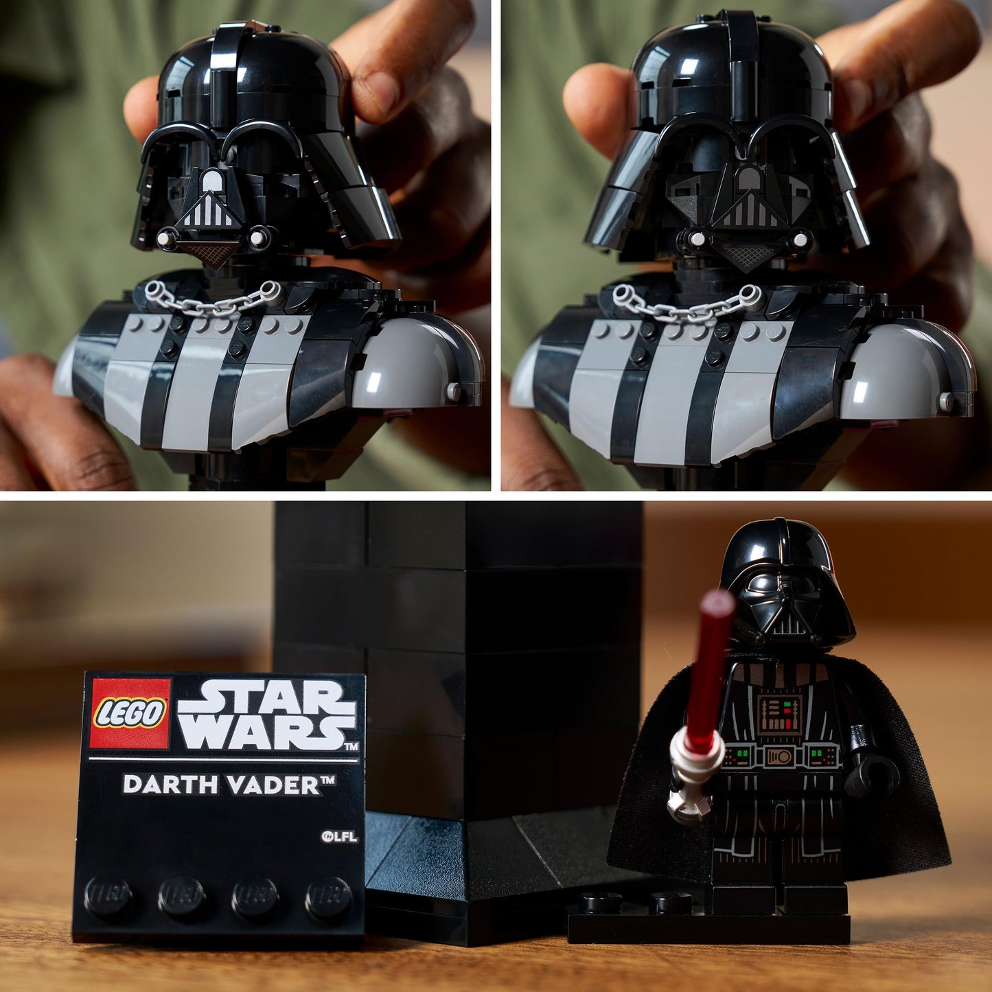 Darth Vader Bust Display Building Set with Collectible Sith Figure & Red Lightsaber for Adults – Model 75439