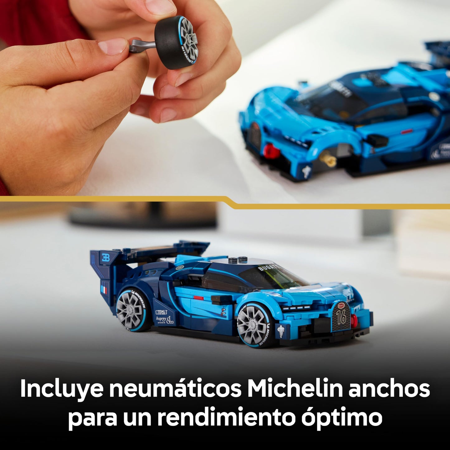 Speed Champions Bugatti Vision GT Race Car Building Set with Driver Minifigure – Model 77253