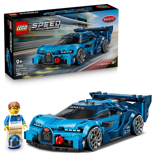 Speed Champions Bugatti Vision GT Race Car Building Set with Driver Minifigure – Model 77253
