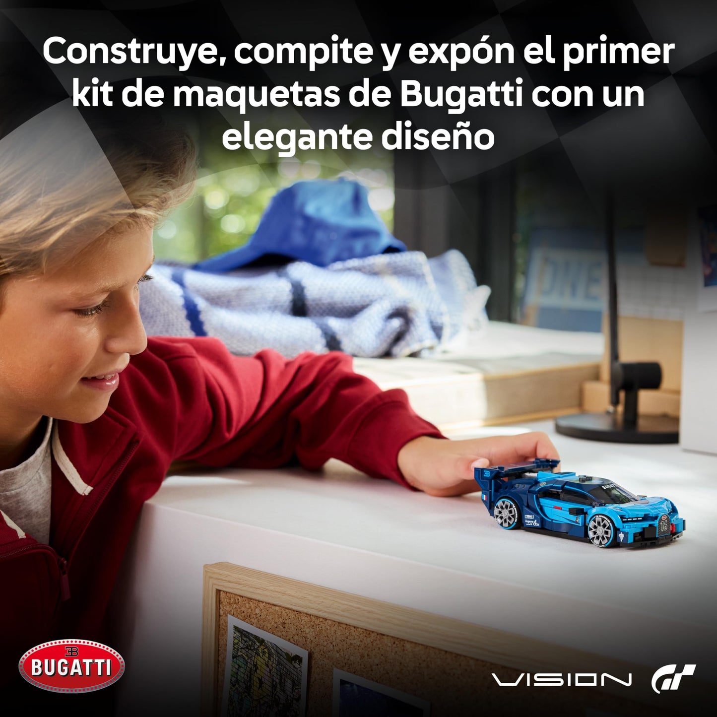 Speed Champions Bugatti Vision GT Race Car Building Set with Driver Minifigure – Model 77253