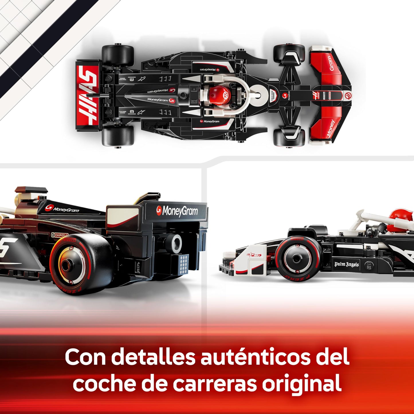 MoneyGram Haas F1 Team VF-24 Formula Racing Car Building Set with Driver Figure – Model 77250