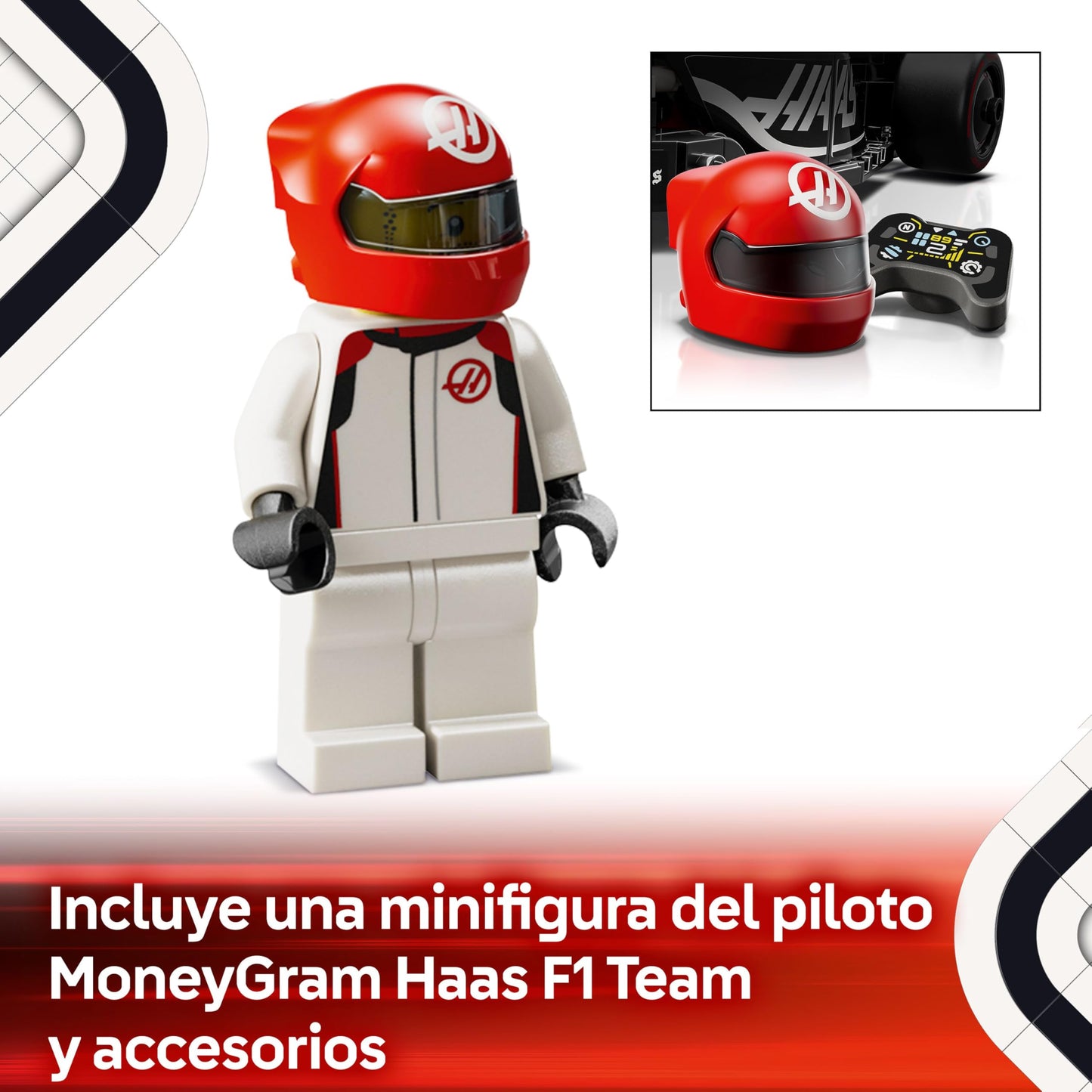 MoneyGram Haas F1 Team VF-24 Formula Racing Car Building Set with Driver Figure – Model 77250
