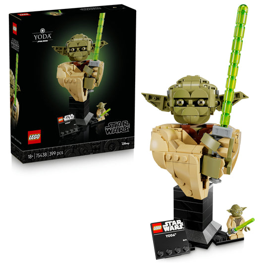 Yoda Bust Display Building Set with Lightsaber & Collectible Jedi Figure for Adults – Model 75438