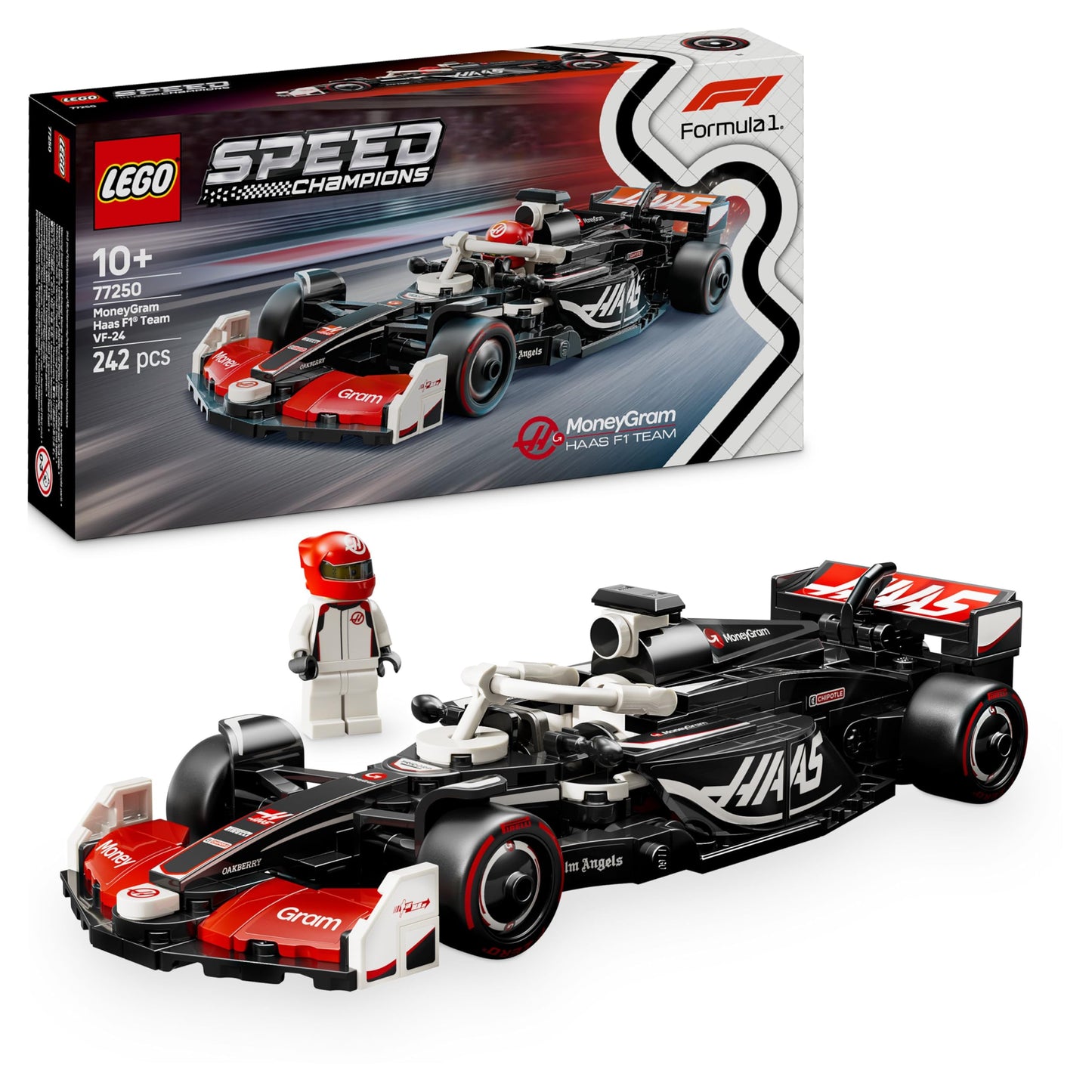 MoneyGram Haas F1 Team VF-24 Formula Racing Car Building Set with Driver Figure – Model 77250