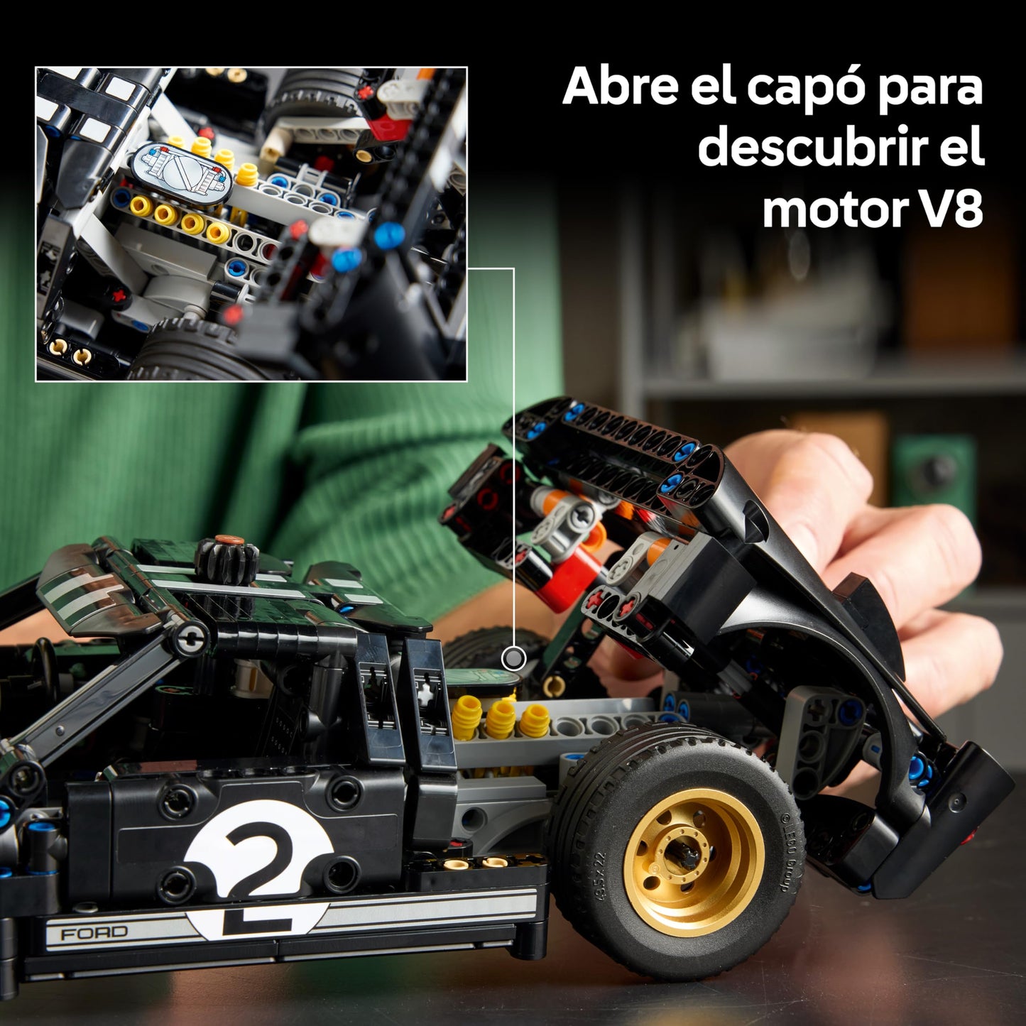 Technic 1966 Ford GT40 MKII Race Car Building Set – Collectible V8 Model Kit for Adults – Model 42223